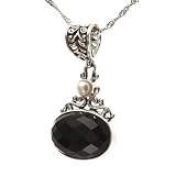Handmade Black Onyx, Pearl & Silver Pendant Necklace