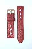 24mm Red Panerai Pilot Style Leather Watchband with Matching Stitching