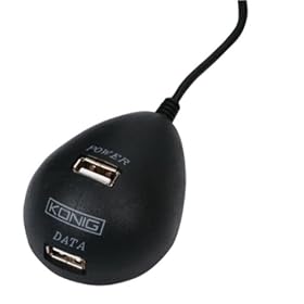 Konig Usb 2.0 Extension Cable With 2 Ports Docking Ball