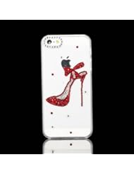 Diamond Crystal Red High-heeled Shoes Bling Transparent Case Cover for Iphone 4 4S