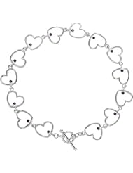Amethyst Heart 8" Bracelet in Sterling Silver