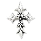 Sterling Silver Gothic Fleur De Lis Cross Pendant