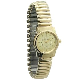 REIZEN Braille Gold Womens Watch with Exp Band