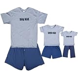 Coordinating 'Big Kid' Boxer Set and 'Little Kid' Playwear Matching Father-Son Short Sets for Fathers Day, Birthday, Christmas, Holiday ~ Footsteps Clothing