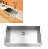 33 Stainless Steel Zero Radius Single Bowl Kitchen Sink Farm House Style with Apron Front 15 Gauge