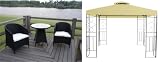 PACKAGE DEAL Stylish GAZEBO 3x3m Party TENT in Cream, MARQUEE + Outdoor RATTAN Garden Furniture Set (3 Piece - Table, 2 Chairs, Cushions) from Charles Jacobs