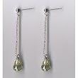 Green Peridot Drop Briolette Silver CZ Earrings