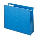 Smead Hanging File Pocket with Tab, 3" Expansion, 1/5-Cut Adjustable Tab, Letter Size, Sky Blue, 25 per Box (64270)