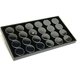 24 Black Foam Gem Stone Jars Box Storage Display Tray