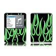 Green Neon Flames Design Protective Decal Skin Sticker for Apple iPod nano 3G (3rd Generation) 4GB/ 8GB Player