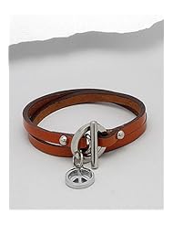 Peace Symbol Leather Bracelet In White Base