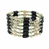 Genuine Hematite Beads, Green Glass Crystal, Genuine Freshwater Pearl beaded Magnetic Healing Anklet/ Bracelet/ Necklace