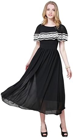 Miaoyifashion Women's New Retro Style Lace Pattern Cloak Long Dress L Black