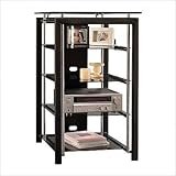 Black and Chrome Widescreen TV Stand Textured Black Paint / Chrome