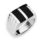 Onyx and Sterling Silver Men's Ring (Sizes 9-11)