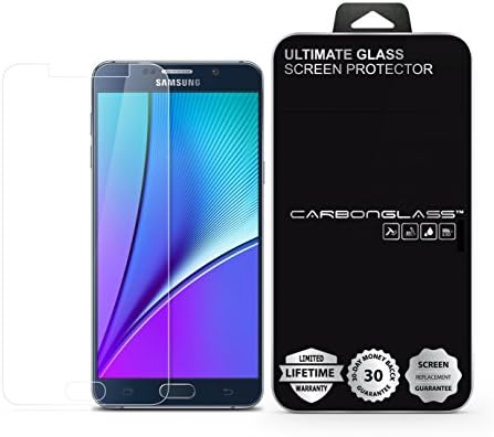 Samsung Galaxy Note 5 Screen Protector - SCREENDER BLACK CARBONGLASS - Scratch Proof - Ultra Clear - High Definition - Easy to Install - 90 Days LCD Screen Replacement Guarantee
