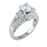 1.53 CT TW DIAMOND ANTIQUE STYLE ENGAGEMENT RING SET IN 18K WHITE GOLD