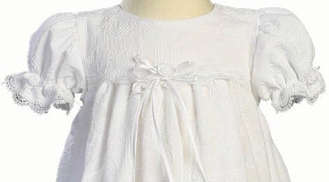 Embroidered Cotton Christening Baptism Dress with Ruffle