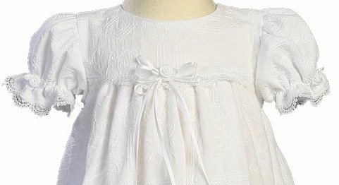 Embroidered Cotton Christening Baptism Dress with Ruffle