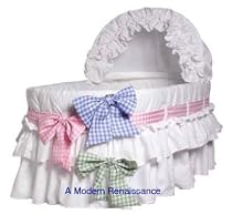 Bassinet Bedding Sage, Pink, Blue Ribbons