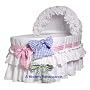 Bassinet Bedding Sage, Pink, Blue Ribbons