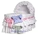 Baby : Bassinet Bedding Sage, Pink, Blue Ribbons