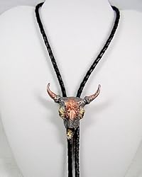 Skull Tricolor Pewter Bolo Tie