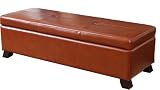 BEST Cambridge Leather Storage Ottoman, Saddlebrown