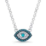 Victoria Kay Turquoise and 1/5ct TDW Blue and White Diamond Evil Eye Necklace in Sterling Silver, 18 (JK, I2-I3)