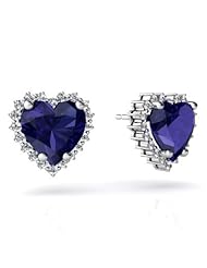 Created Sapphire 14kt White Gold Earrings