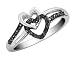 Black Diamond Double Heart Promise Ring in Sterling Silver