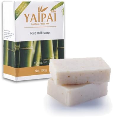 Yaipai : Original Bamboo Body Scrubber Natural Bamboo Scrub 3 Pcs. + Rice Milk Soap 100 g. (3 Bars) The Best Product of Thailand