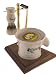 Colonel Conk Model 239 5-Piece Apothecary Mug Shave Set with Gold Tone and Wood Stand, Deluxe Boar Brush, Super Bar, and Gold Tone Razor