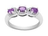 10k White Gold Amethyst 3-Stone Ring