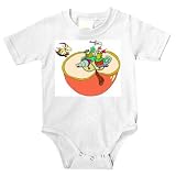 Onesie with apple, fighting, sword, worms, warriors, battling, fruit