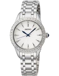 Seiko Silver Dial Stainless Steel Crystals Ladies Watch SRZ385