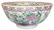Hand Painted Porcelain Bowl, 6"D - Oriental Ming Vase Design