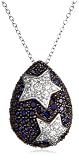 Platinum Overlay Sterling Silver Synthetic Blue & Cubic Zirconia Star Pendant, 18