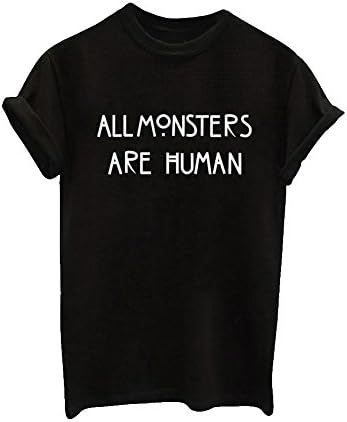 Apparel Inter Women Hipster All Monster Are Human Print Black Sexy T-Shirt