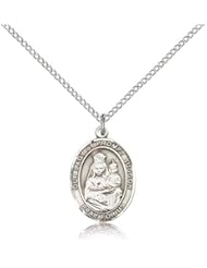 .925 Sterling Silver O/L Our Lady of Prompt Succor Medal Pendant 3/4 x 1/2 Inches New Orleans, LA-8299- Comes with a .925 Sterling Silver Lite Curb Chain Neckace And a Black velvet Box