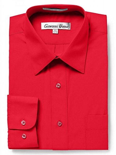 Gentlemens Collection Mens Long Sleeve Classic Fit Wrinkle Free Dress Shirt Red - 16.5 4-5