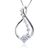 41U5MBOhcIL. SL160  14k White Gold Ribbon Journey Diamond Pendant Necklace (GH, SI I, 0.50 carat)