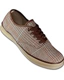 Aris Allen Mens Brown Houndstooth Plaid Classic Dance Sneaker with Suede Leather Sole