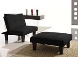 Black Microfiber With Adjustable Back Klik Klak Chair and Ottoman Bed Sleeper