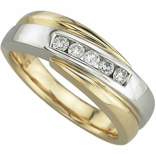 0.33 Ct.T.W. Round Brilliant Cut Diamonds, Two Tone 14Kt. Gold. Two Tone Men's Diamond Ring