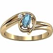14K Yellow Gold Aquamarine and Diamond Ring