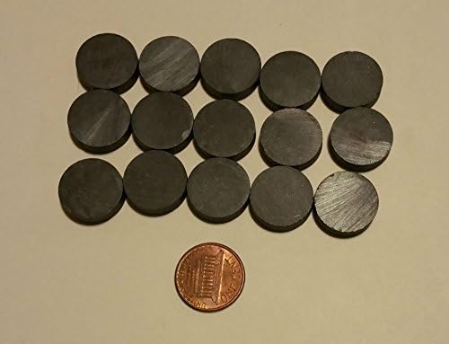 Ceramic Magnets 11/16" X 3/16", C5 Grade Disc, 15-count Wholesale Pack - For Crafts, Science Projects and Industrial Applications.