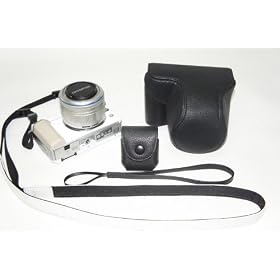 2 Parts Hard Leather Case with Tripod fixing for Olympus Pen E-PL3 EP-L3 with Lens (Black)