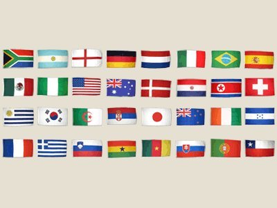 Flaggen-Set Fussball 2010, 32 Nationen – 30 x 45 cm