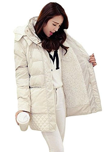 (フアングー)huanggu レディース ダウンジャケット ホワイト 厚い ダウンコート 結婚式 コート  ジャケット ゴージャス ダウン アウター ジャンパー 切り替え ウール 綿